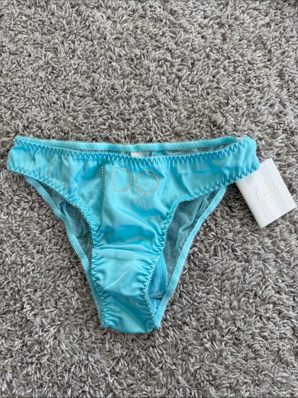 Victoria's Secret Aqua Blue “I Do” Rhinestone Bottoms